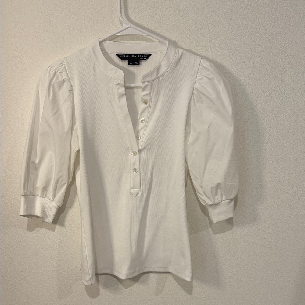 Veronica Beard Ivory Button-Down Blouse